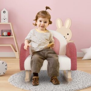 HOMGX Kids Rocking Chair with Linen Fabric